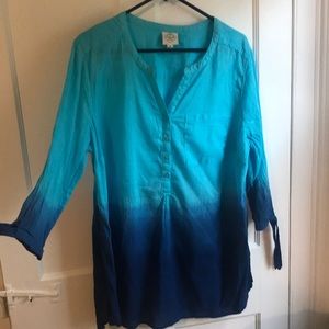 Dual blue ombré blouse